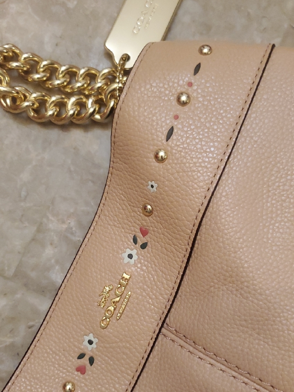 Coach Pebbled Leather Shoulder Bag Purse in Blush/Nude - Picture 4 of 16